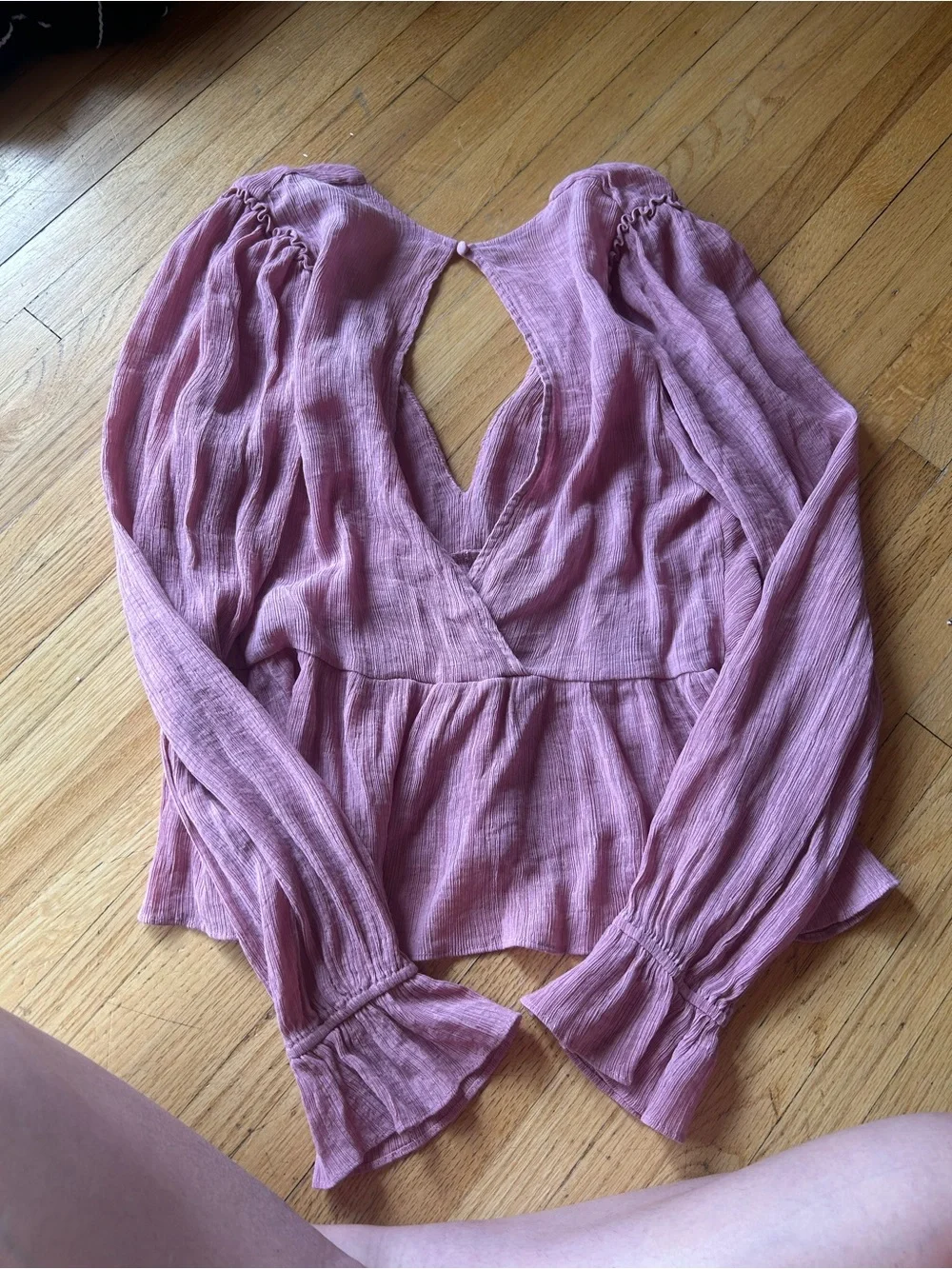 Womens free people daia Pink V-Neck Ruffle Peplum Blouse